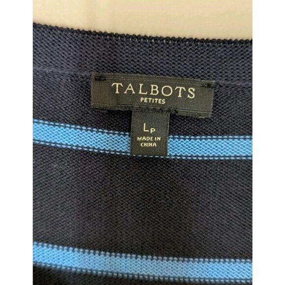 Talbots Petite Large Navy Blue Purple Pink Ombre Striped Sweater 3/4 Sleeve - Picture 5 of 10